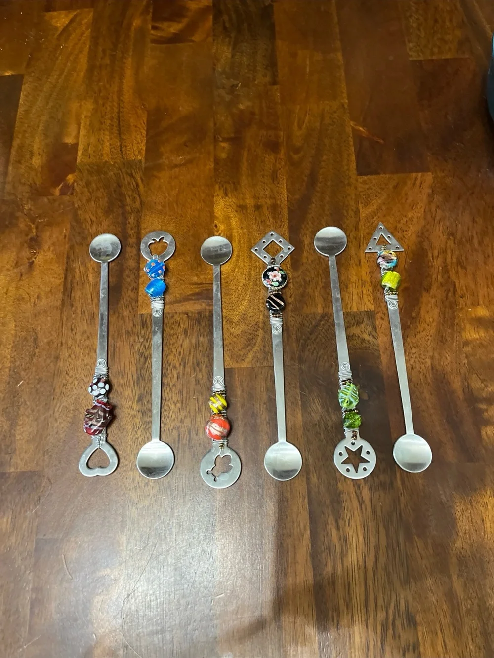 Crate&Barrel Multicolored Beaded Cocktail Spoons